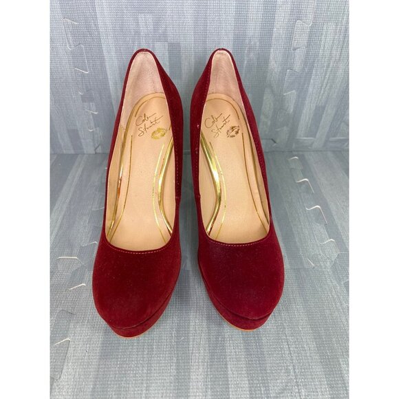 Colin Stuart Platform Pumps Heels Size 9 B Oxblood Red Round Toe - Picture 4 of 13